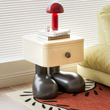 Modern Art Deco Kids Nightstand — Square Wood MDF, 1-Drawer Bedside Table for Bedroom