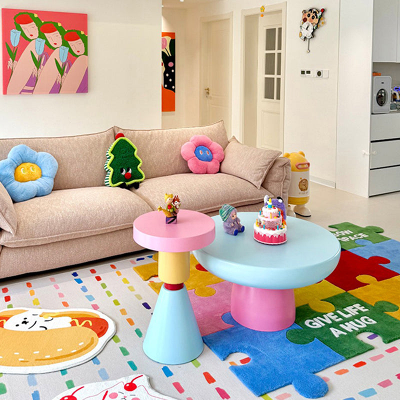 Modern Round Wood Kids' End Table - 1-Tier Living Room Side Table