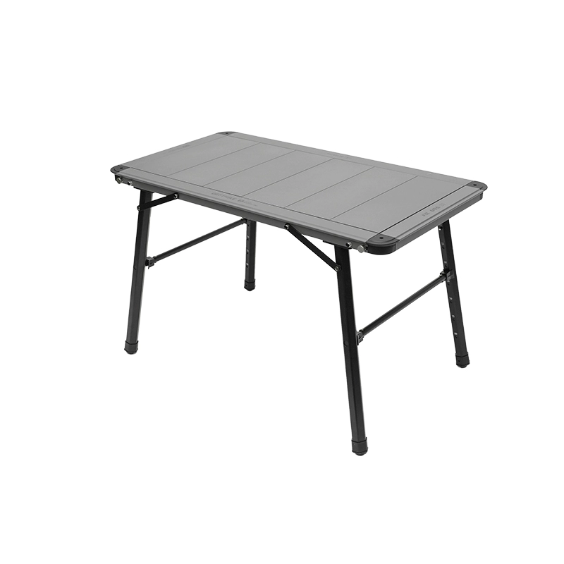 Sleek Modern Minimalist Aluminum-Nylon Outdoor Dining Table: Rectangular, Height-Adjustable, Portable & Modular, 1-Tier for Patio