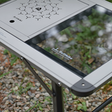 Sleek Modern Minimalist Aluminum-Nylon Outdoor Dining Table: Rectangular, Height-Adjustable, Portable & Modular, 1-Tier for Patio