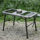 Sleek Modern Minimalist Aluminum-Nylon Outdoor Dining Table: Rectangular, Height-Adjustable, Portable & Modular, 1-Tier for Patio