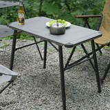 Sleek Modern Minimalist Aluminum-Nylon Outdoor Dining Table: Rectangular, Height-Adjustable, Portable & Modular, 1-Tier for Patio