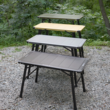 Sleek Modern Minimalist Aluminum-Nylon Outdoor Dining Table: Rectangular, Height-Adjustable, Portable & Modular, 1-Tier for Patio