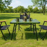 Sleek Modern Minimalist Aluminum-Nylon Outdoor Dining Table: Rectangular, Height-Adjustable, Portable & Modular, 1-Tier for Patio