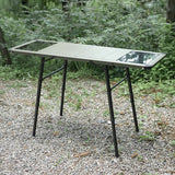 Sleek Modern Minimalist Aluminum-Nylon Outdoor Dining Table: Rectangular, Height-Adjustable, Portable & Modular, 1-Tier for Patio