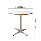 Modern Minimalist Round Dining Table with Solid Wood & Plywood, Stainless Steel & Aluminum Frame, 1-Tier Storage for Dining Room & Kitchen