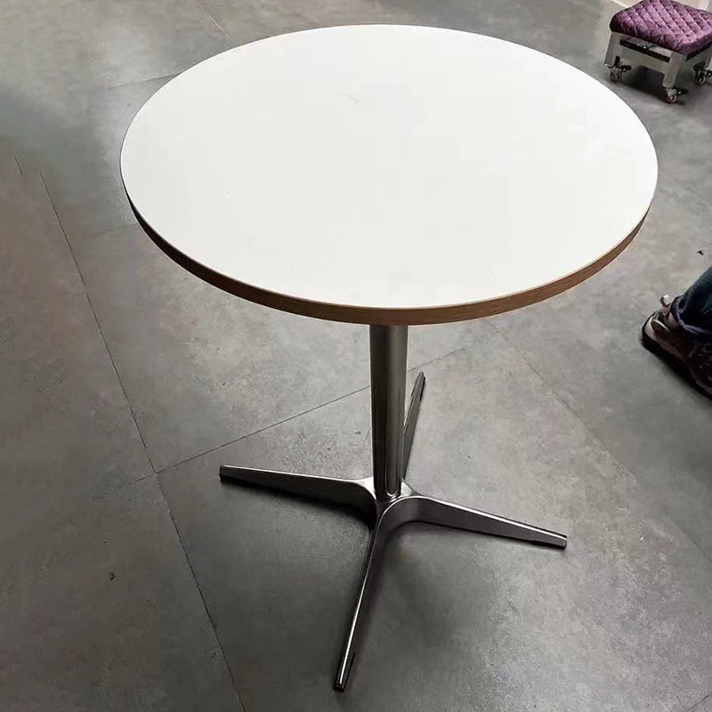 Modern Minimalist Round Dining Table with Solid Wood & Plywood, Stainless Steel & Aluminum Frame, 1-Tier Storage for Dining Room & Kitchen