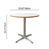 Modern Minimalist Round Dining Table with Solid Wood & Plywood, Stainless Steel & Aluminum Frame, 1-Tier Storage for Dining Room & Kitchen