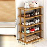 Modern Minimalist Rectangular Heather Bamboo 5-Tier Shoe Storage for Entryways
