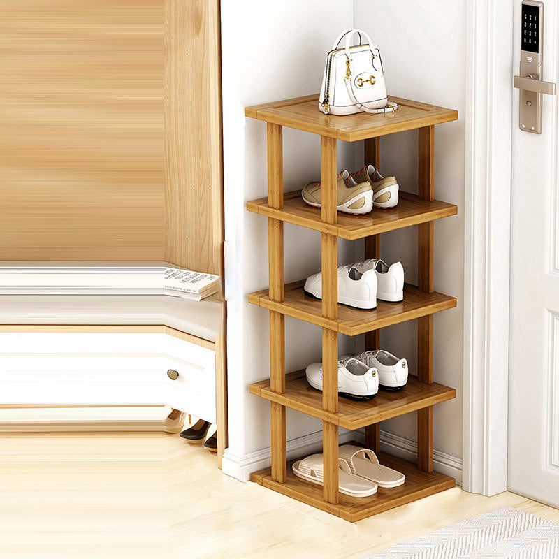 Modern Minimalist Rectangular Heather Bamboo 5-Tier Shoe Storage for Entryways