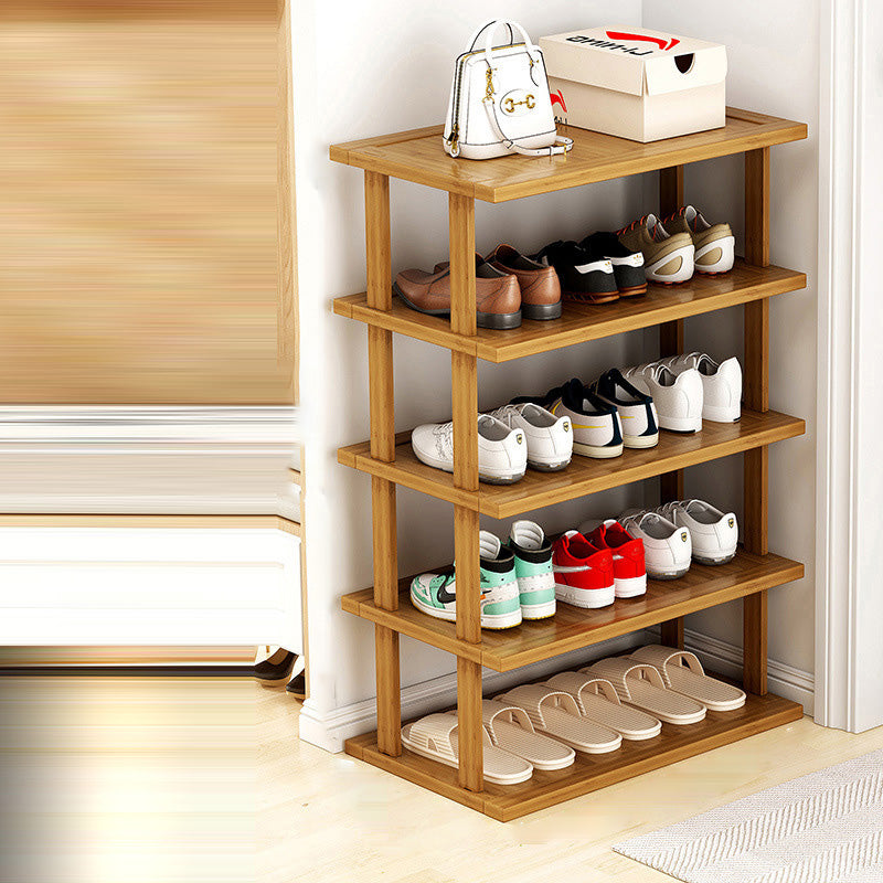 Modern Minimalist Rectangular Heather Bamboo 5-Tier Shoe Storage for Entryways