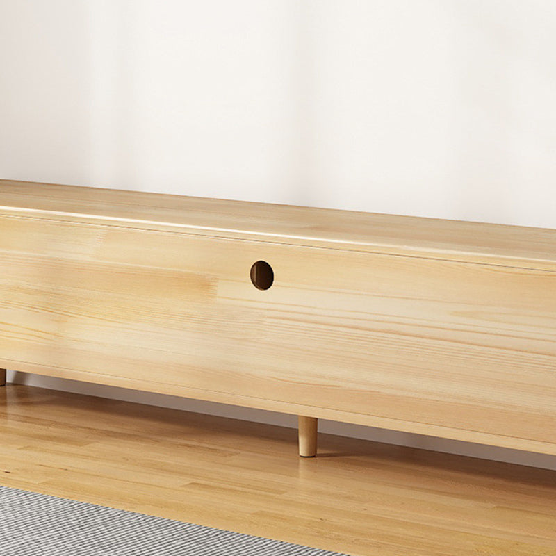 Contemporary Rectangle TV Stand in Solid Wood and Glass with 2 Drawers for Living Room