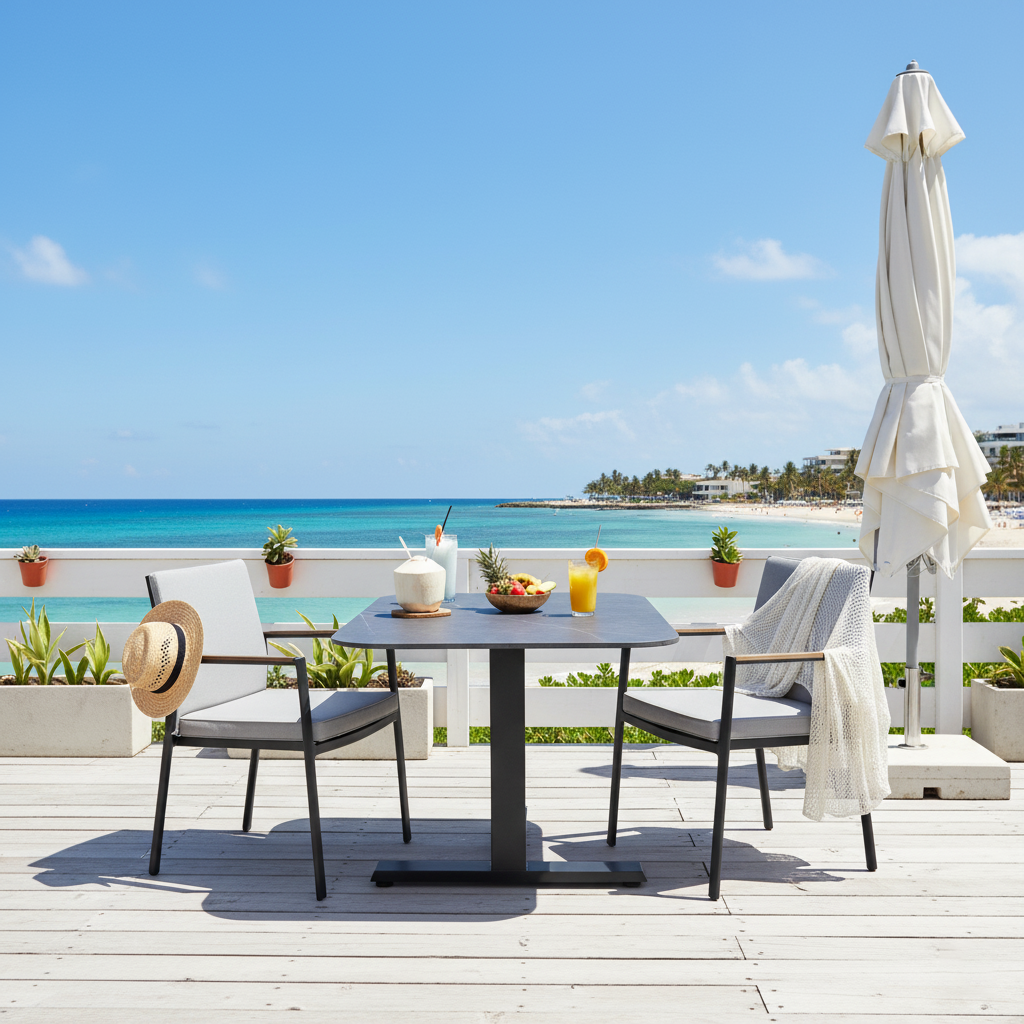 Modern Industrial Outdoor Coffee Table — Sleek Rectangular Metal Table for Patio & Backyard