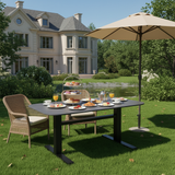 Modern Industrial Outdoor Coffee Table — Sleek Rectangular Metal Table for Patio & Backyard