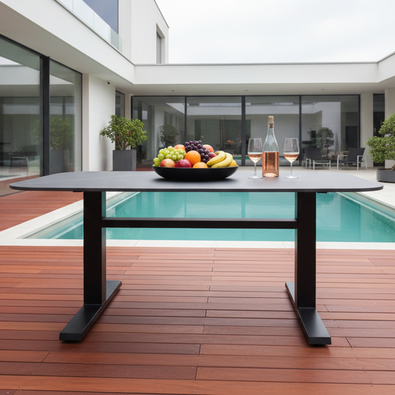 Modern Industrial Outdoor Coffee Table — Sleek Rectangular Metal Table for Patio & Backyard