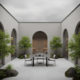 Modern Industrial Outdoor Coffee Table — Sleek Rectangular Metal Table for Patio & Backyard