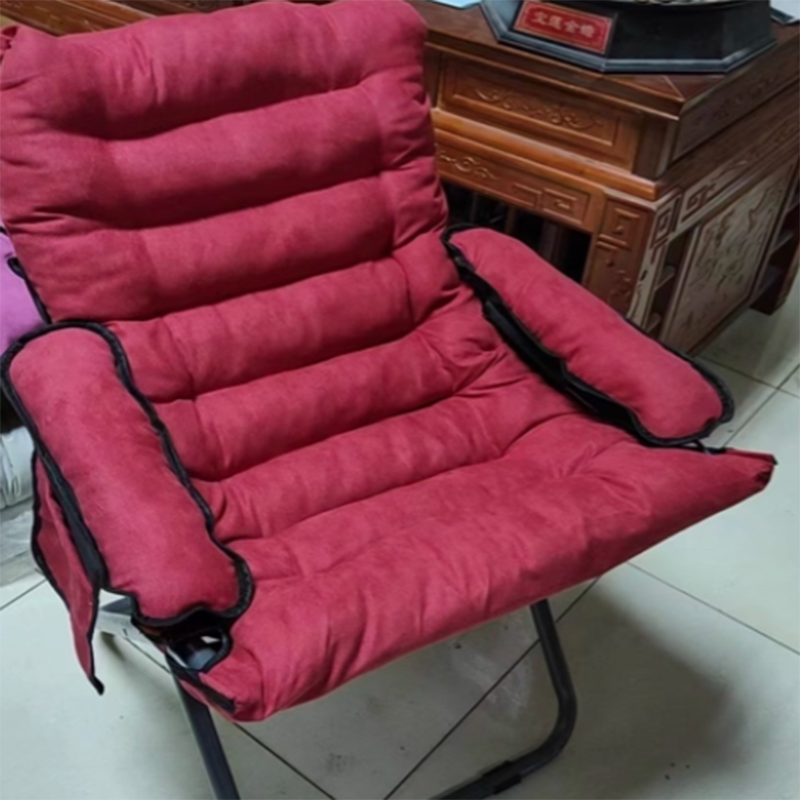 Contemporary Nordic Velvet Curved Cushion Recliner with Adjustable Backrest and Built-in Storage Bag – Perfect Living Room Chair