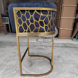 Contemporary Luxury Arc PU Leather Bar Stool with Upholstered Backrest and Footrest – Metal Frame for Dining Room