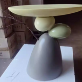 Contemporary Resin End Table with Round Elliptical Branch Slab – Modern Bedroom Accent