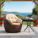 Modern Minimalist Round Sponge Cushion Sofa with PE Rattan Weaving - Backrest & Armrest for Outdoor Patios