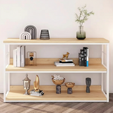 Modern Minimalist 3-Tier Rectangular Display Rack with Iron Frame and Particleboard Shelves for Living Room