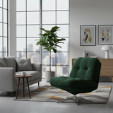 Modern Minimalist Rectangular Corduroy Accent Chair with Steel Frame and Backrest — Armless for Living Room