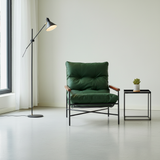 Modern Mid-Century Rectangular PU Leather Recliner Chair with Carbon Steel Frame, Rubberwood & Solid Wood Accents, PP Cotton Backrest for Living Room