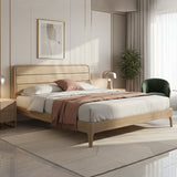 Premium Ash Wood Recessed Bed Frame - Home-Friendly Solid Support & Sleek Look Bed For Bedroom