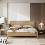 Traditional Rustic Flush-Edge Bed Frame - Full Ash Wood Frame & Pine Slats Adjustable Height Bed For Bedroom