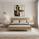 Traditional Rustic Flush-Edge Bed Frame - Full Ash Wood Frame & Pine Slats Adjustable Height Bed For Bedroom