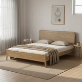Traditional Rustic Flush-Edge Bed Frame - Full Ash Wood Frame & Pine Slats Adjustable Height Bed For Bedroom