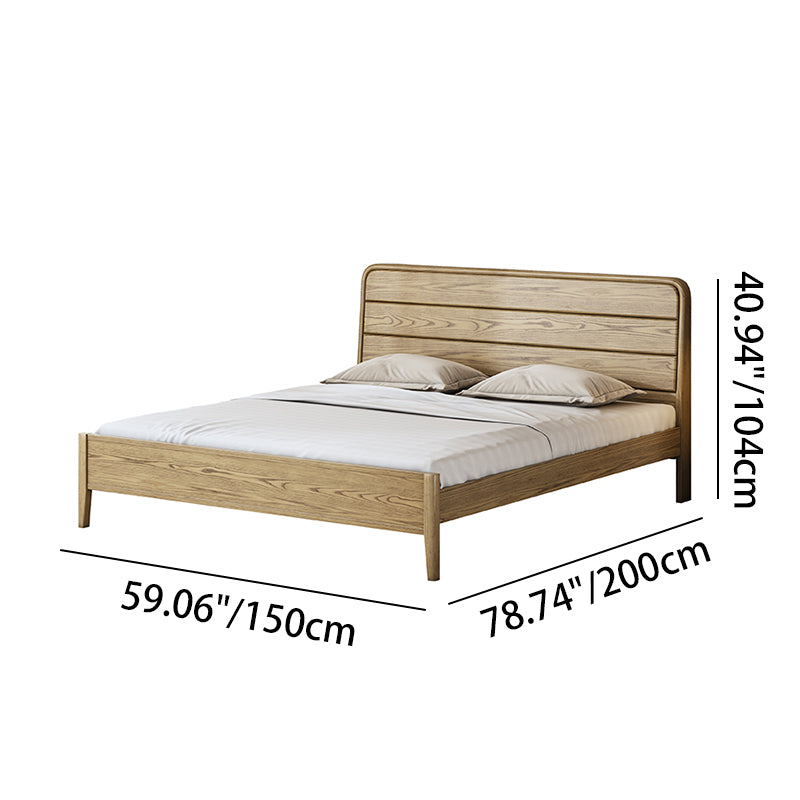 Consistent Texture Bed Frame - Flush Edge & Adjustable Height Ash Wood Bed For Bedroom
