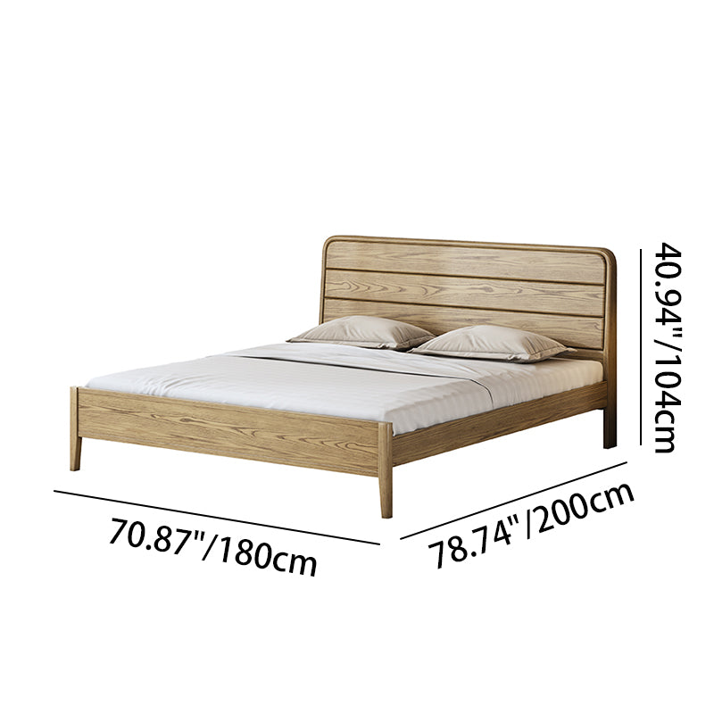Consistent Texture Bed Frame - Flush Edge & Adjustable Height Ash Wood Bed For Bedroom