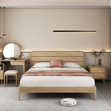 Consistent Texture Bed Frame - Flush Edge & Adjustable Height Ash Wood Bed For Bedroom