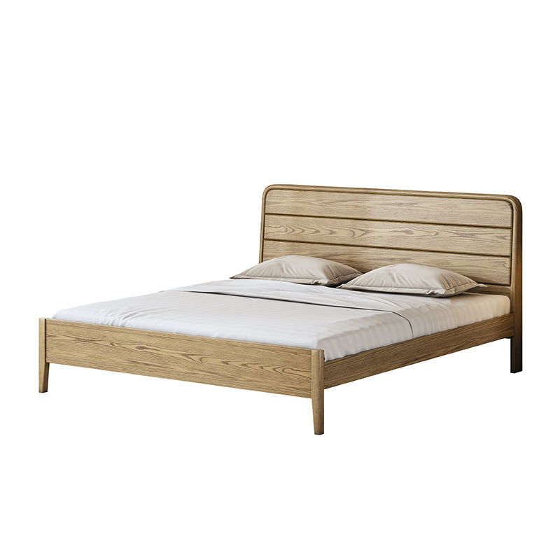 Consistent Texture Bed Frame - Flush Edge & Adjustable Height Ash Wood Bed For Bedroom