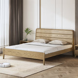 Consistent Texture Bed Frame - Flush Edge & Adjustable Height Ash Wood Bed For Bedroom