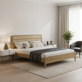 Consistent Texture Bed Frame - Flush Edge & Adjustable Height Ash Wood Bed For Bedroom