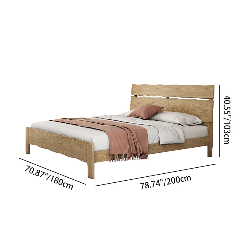 Contemporary Coastal Bed Frame - Multi-Height Adjustment & Sturdy Ash Wood Bed For Bedroom