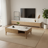 Elegant French-Style Ash Wood Coffee Table with a Sturdy Four-Leg Base for Living Room