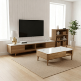 Elegant French-Style Ash Wood Coffee Table with a Sturdy Four-Leg Base for Living Room