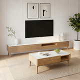 Elegant French-Style Ash Wood Coffee Table with a Sturdy Four-Leg Base for Living Room
