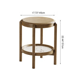 Scandinavian Round Coffee Table - Eco-Friendly Ash Wood with Natural Rock Slab, 2-Tier Living Room Side Table