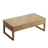 Eco-Friendly Ash Wood Coffee Table with Hidden Glide Drawer – Rectangular, 1-Tier for Living Room