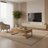 Eco-Friendly Ash Wood Coffee Table with Hidden Glide Drawer – Rectangular, 1-Tier for Living Room