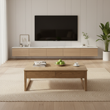 Eco-Friendly Ash Wood Coffee Table with Hidden Glide Drawer – Rectangular, 1-Tier for Living Room