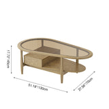 Eco-Friendly Irregular Oval Ash Wood Coffee Table with 1 Drawer — Premium Craftsmanship for Living Room