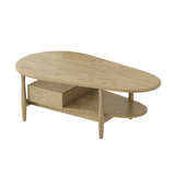 Eco-Friendly Irregular Oval Ash Wood Coffee Table with 1 Drawer — Premium Craftsmanship for Living Room