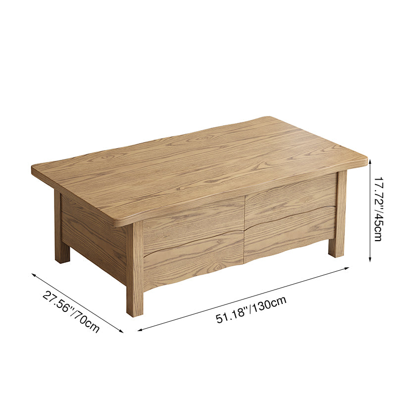 Healthy Home North American Ash Wood Coffee Table with Formaldehyde-Free Construction, Smooth-Glide Drawers, and Four Sturdy Legs for Living Room