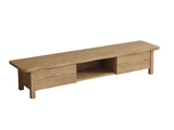 Formaldehyde-Free Ash Wood TV Stand – Modern Minimalist Design with Solid Construction, Open Storage Compartment, and 2-Drawer Cabinet for Living Room