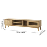 Non-Toxic Ash Wood TV Stand - Modern Minimalist TV Cabinet with Hidden Sliding Drawers and Open Shelf Design, 2-Drawer for Living Room